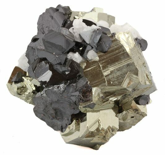 Gleaming, Cubic Pyrite & Sphalerite Cluster - Peru #46092